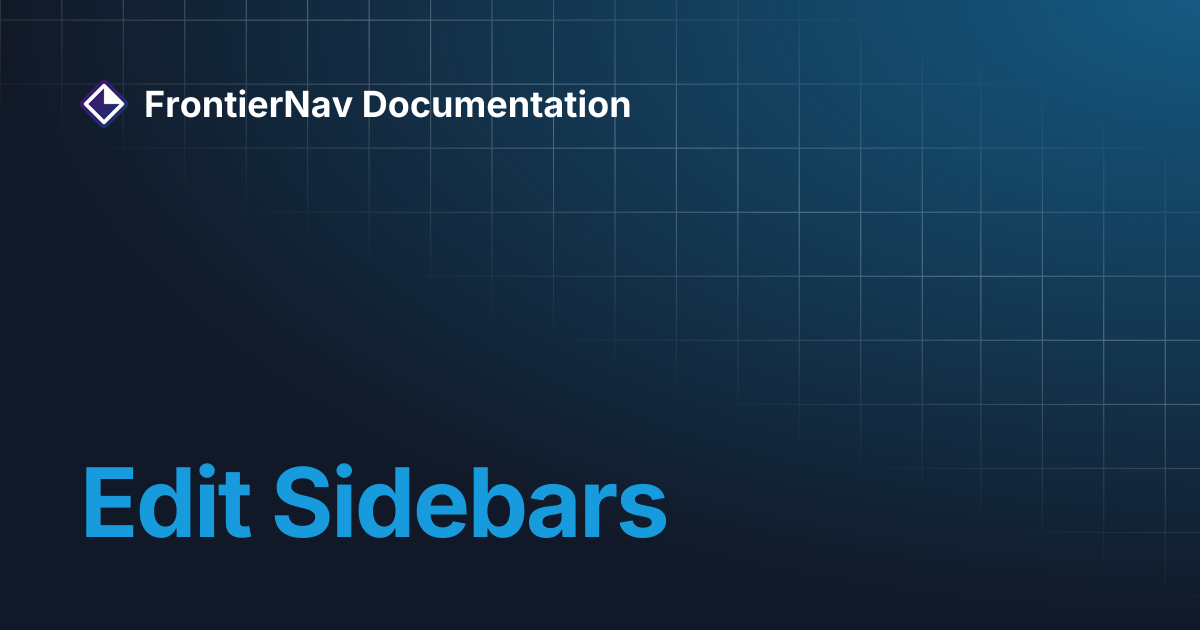 Edit Sidebars | FrontierNav Documentation